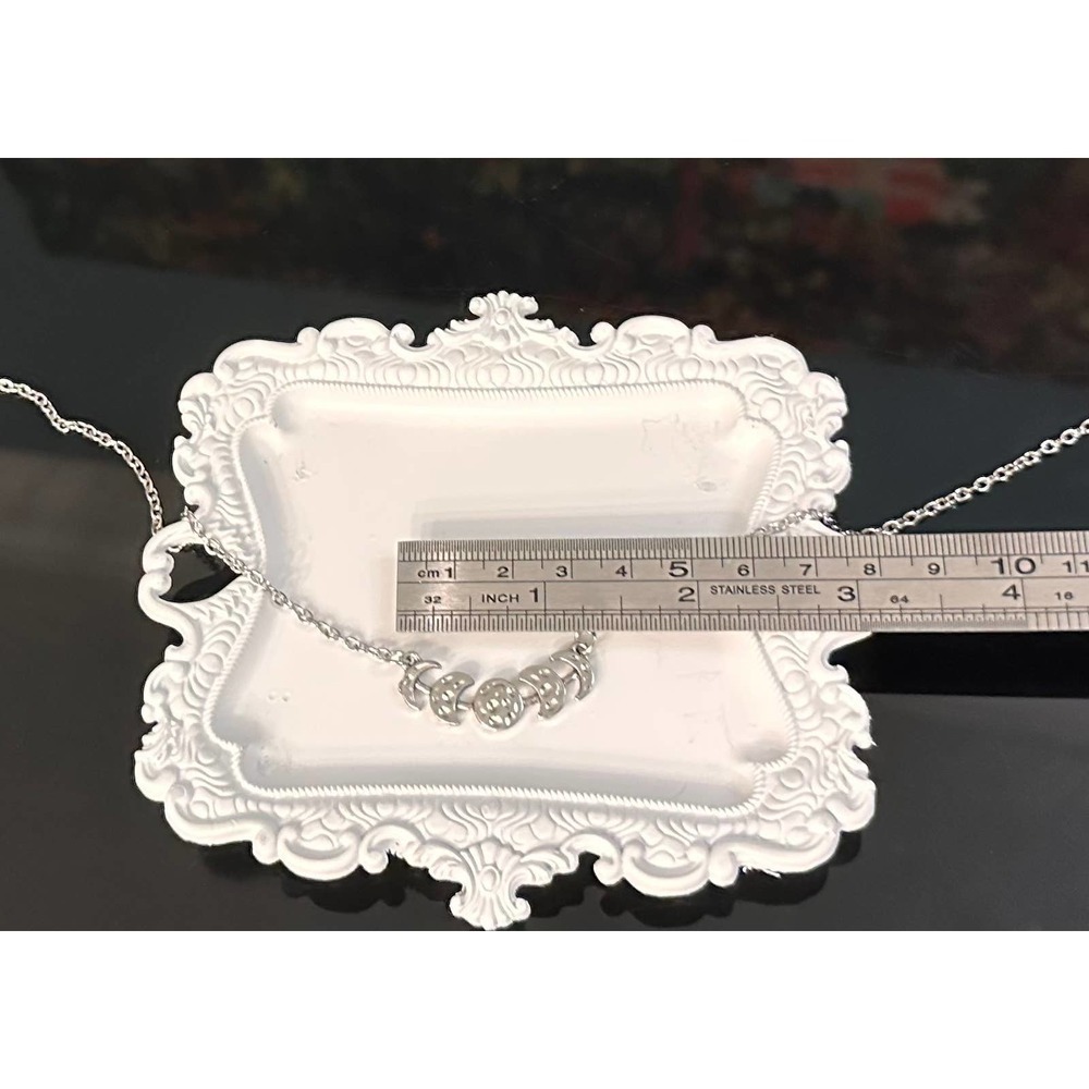 MOON phases pendant necklace silver tone - Picture 7 of 8